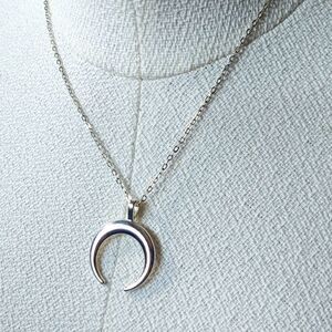 Crescent Moon Necklace - Silver Tone